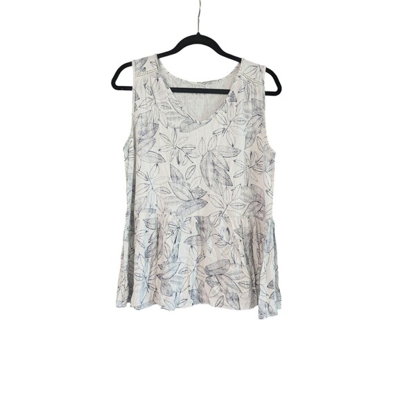 Merona Tops - Merona LARGE White w/ leaves/plants, sleeveless blouse